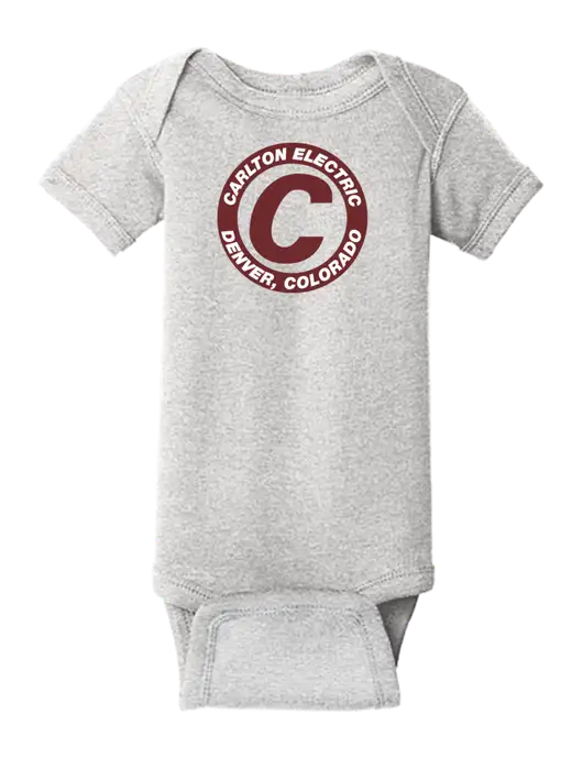 Rabbit Skins Light Grey Heather Infant Short Sleeve Baby Rib Bodysuit w/Carlton Electric Logo
