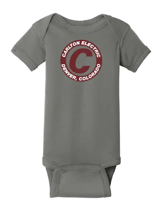 Rabbit Skins Charcoal Infant Short Sleeve Baby Rib Bodysuit w/Carlton Electric Logo