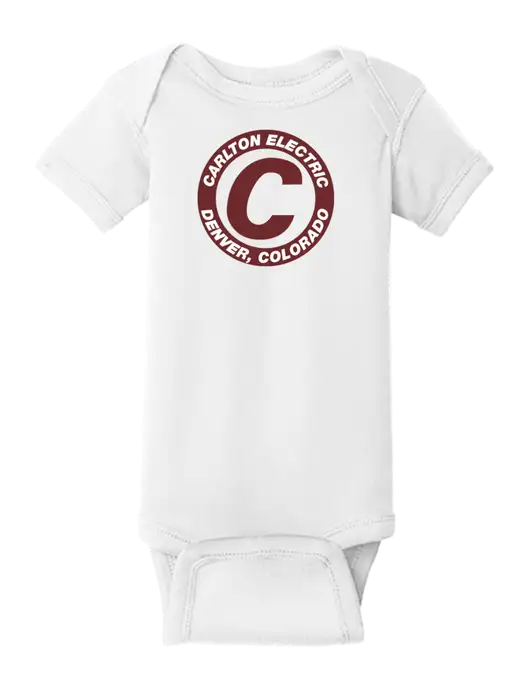 Rabbit Skins White Infant Short Sleeve Baby Rib Bodysuit w/Carlton Electric Logo