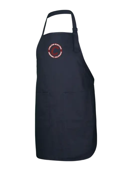 Full-Length Black Apron With Pockets w/Carlton Electric Logo