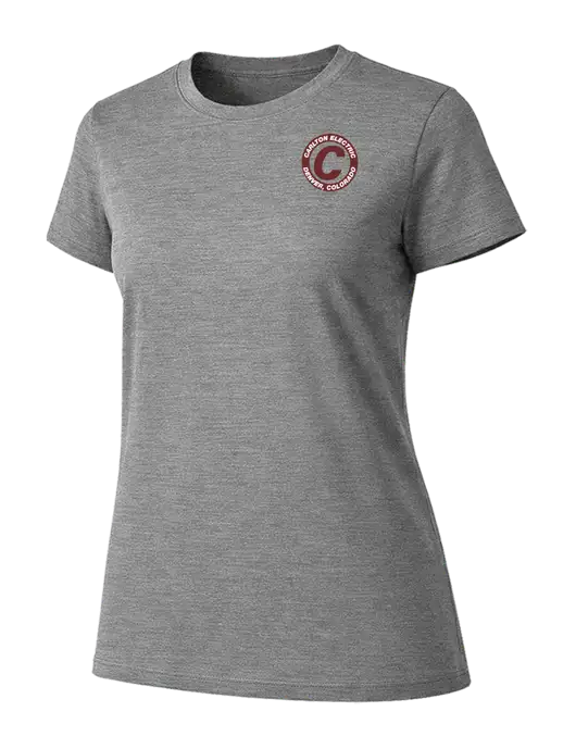 Womens Ring Spun Light Grey Heather 4.5 oz T-Shirt w/Carlton Electric Logo