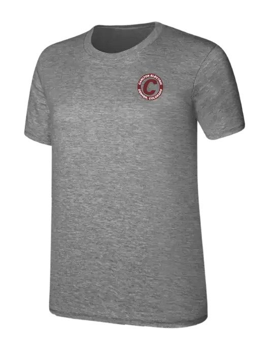Womens Ring Spun Light Grey Heather 4.5 oz T-Shirt w/Carlton Electric Logo