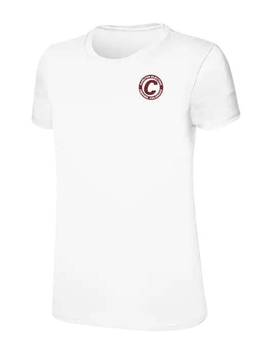 Womens Ring Spun White 4.5 oz T-Shirt w/Carlton Electric Logo