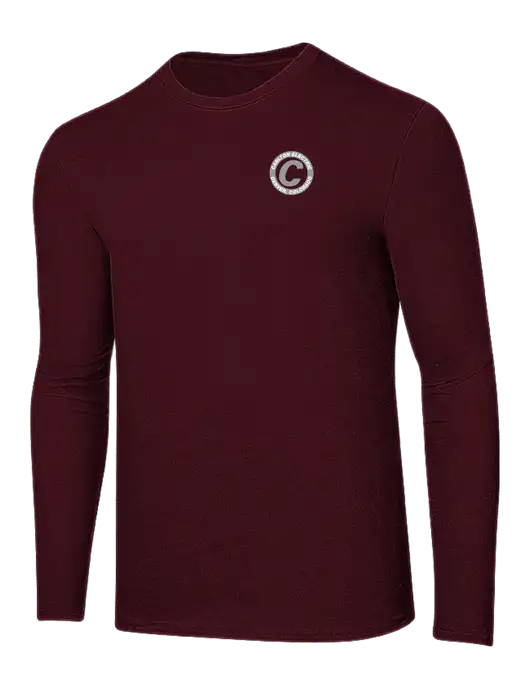 Ring Spun Maroon 4.5 oz Long Sleeve T-Shirt w/Carlton Electric Logo
