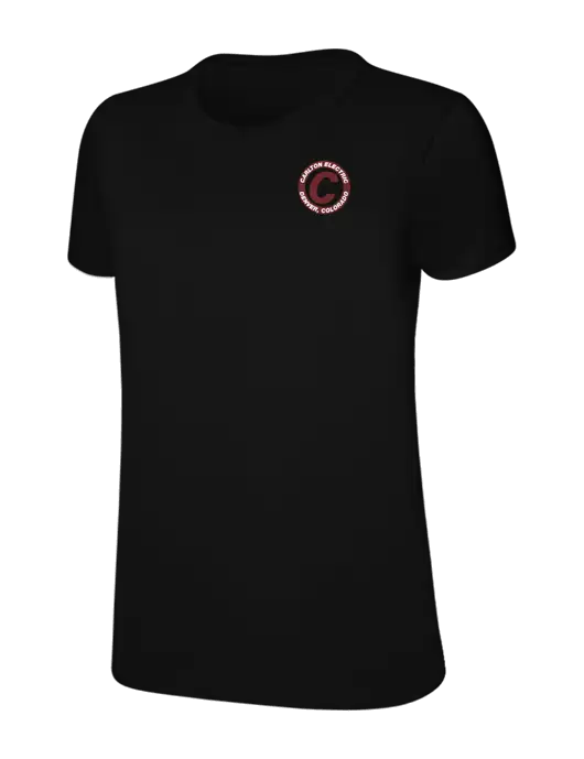 Womens Ring Spun Jet Black 4.5 oz T-Shirt w/Carlton Electric Logo