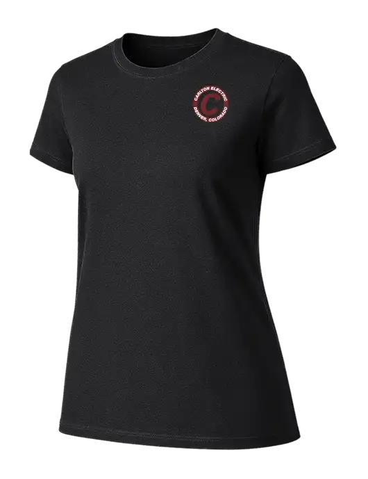 Womens Ring Spun Jet Black 4.5 oz T-Shirt w/Carlton Electric Logo