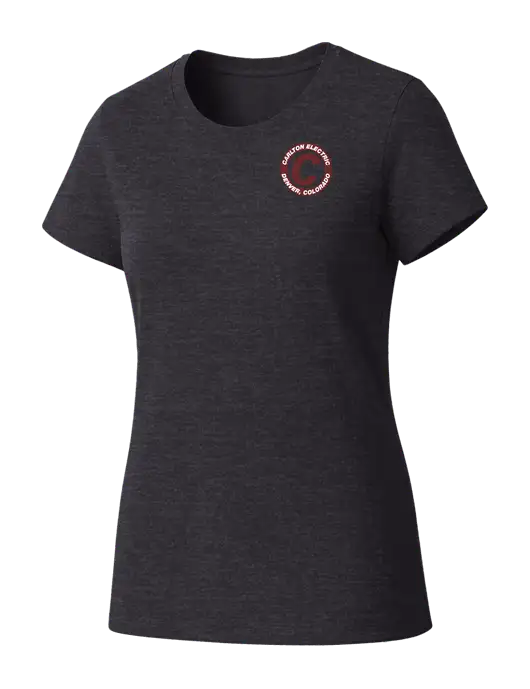 Womens Seriously Soft Heathered Charcoal T-Shirt w/Carlton Electric Logo