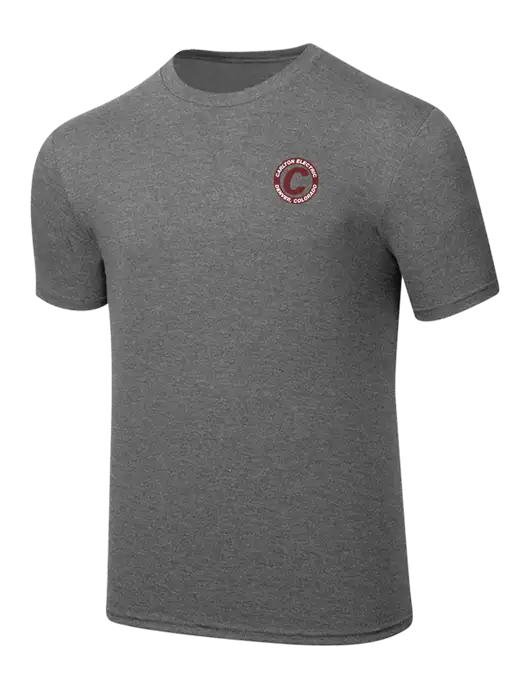 Simply Soft Heathered Medium Grey 4.5oz  Poly/Combed Ring Spun Cotton T-Shirt w/Carlton Electric Logo