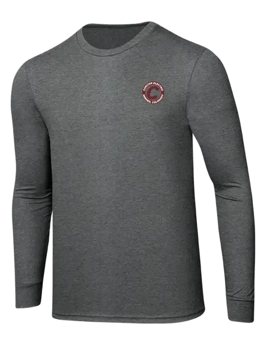 Simply Soft Long Sleeve Medium Grey Frost 4.5 oz, Poly/Combed Ring Spun Cotton T-Shirt w/Carlton Electric Logo