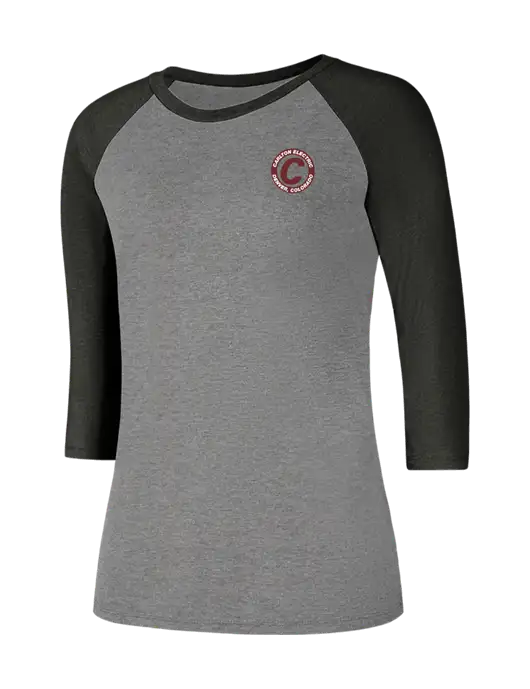 Womens Simply Soft 3/4 Sleeve Black Frost/Grey Frost Ring Spun Cotton T-Shirt w/Carlton Electric Logo