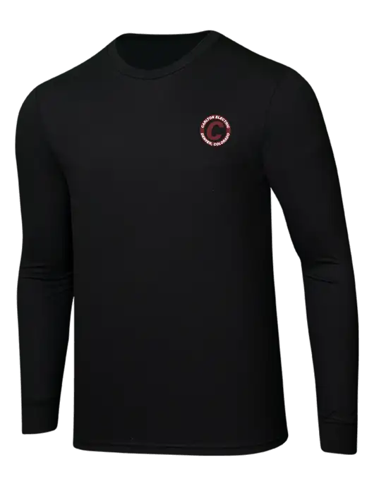 Simply Soft Long Sleeve Black 4.5 oz, Poly/Combed Ring Spun Cotton T-Shirt w/Carlton Electric Logo