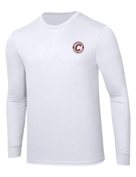 Simply Soft Long Sleeve White 4.5 oz, Poly/Combed Ring Spun Cotton T-Shirt w/Carlton Electric Logo