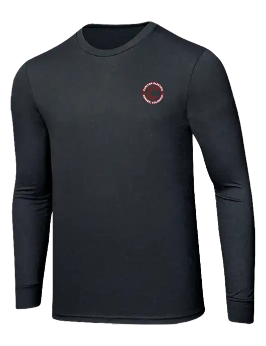 Simply Soft Long Sleeve Black Frost 4.5 oz, Poly/Combed Ring Spun Cotton T-Shirt w/Carlton Electric Logo