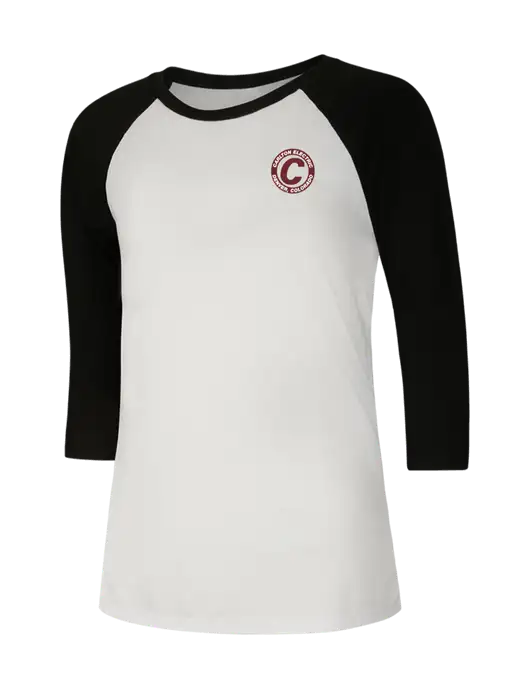 Womens Simply Soft 3/4 Sleeve Black/White Ring Spun Cotton T-Shirt w/Carlton Electric Logo