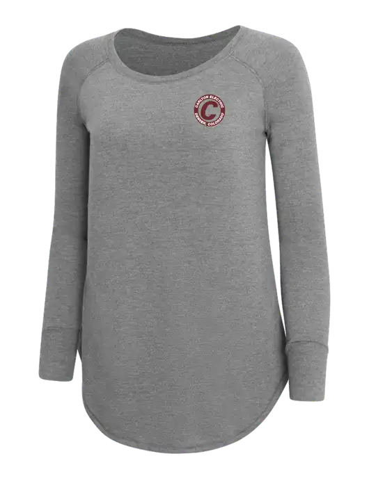 Womens Perfect Wide Collar Tunic Tri-Blend Grey Frost 4.5 oz T-Shirt w/Carlton Electric Logo