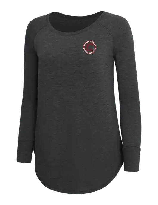 Womens Perfect Wide Collar Tunic Tri-Blend Black Frost 4.5 oz T-Shirt w/Carlton Electric Logo