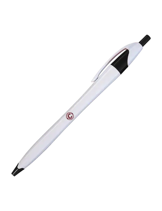 Novella White/Black Classic Pen - Blue Ink w/Carlton Electric Logo