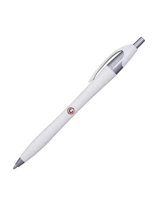 Novella White/Silver Shimmer Pen - Blue Ink w/Carlton Electric Logo