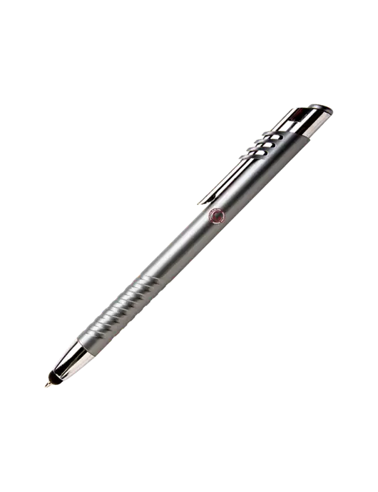 Schirhart Grey Stylus Pen - Blue Ink w/Carlton Electric Logo