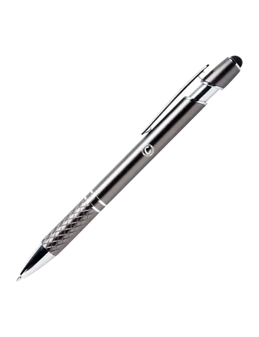 Valencia Gunmetal Stylus Pen - Black Ink w/Carlton Electric Logo