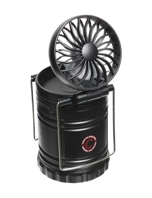Black Retro Lantern with Fan w/Carlton Electric Logo