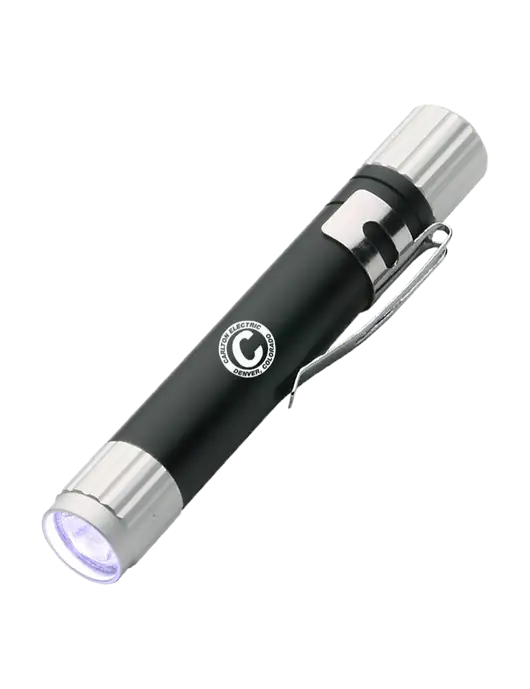 Black Aluminum LED Penlight w/Carlton Electric Logo