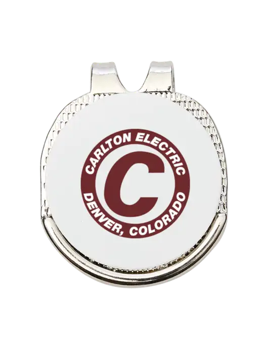 Antique Silver Hat Clip w/Golf Ball Marker w/Carlton Electric Logo