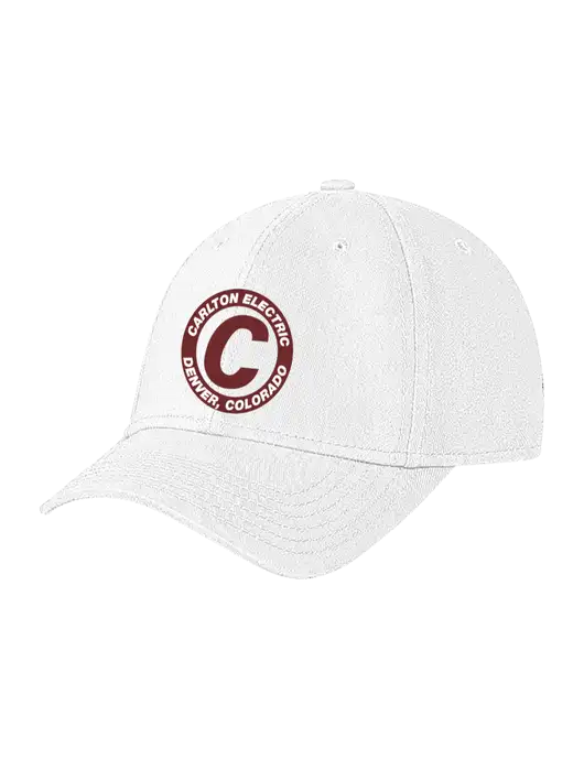 White Structured Soft Snap Closure Hook & Loop Cap w/Carlton Electric Logo