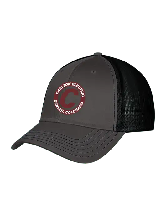 Charcoal & Black Mesh Trucker Cap Snap Back w/Carlton Electric Logo