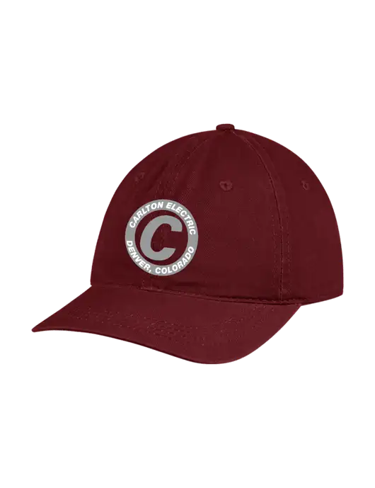 Garment Washed Unstructured Twill Maroon Cap w/Carlton Electric Logo
