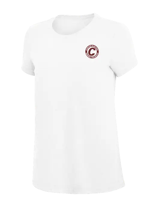 Womens Simply Soft White 4.5oz Poly/Combed Ring Spun Cotton T-Shirt
 w/Carlton Electric Logo