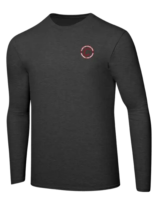 Ring Spun Dark Heather Grey 4.5 oz Long Sleeve T-Shirt w/Carlton Electric Logo