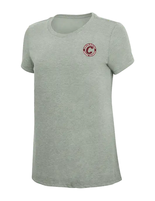 Womens Simply Soft Heathered Light Grey 4.5oz Poly/Combed Ring Spun Cotton T-Shirt w/Carlton Electric Logo
