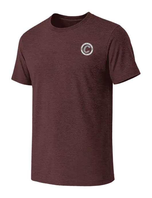 BELLA+CANVAS Heather Maroon CVC Short Sleeve Tee w/Carlton Electric Logo
