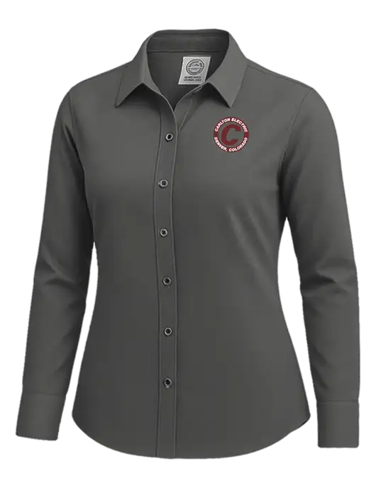 Brooks Brothers Womens Dark Grey Wrinkle-Free Stretch Nailhead Shirt w/Carlton Electric Logo