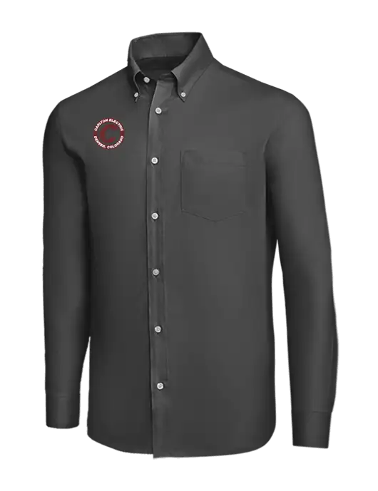 Brooks Brothers Dark Grey Wrinkle-Free Stretch Nailhead Shirt w/Carlton Electric Logo
