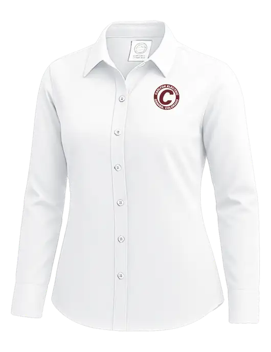 Brooks Brothers Womens White Wrinkle-Free Stretch Nailhead Shirt w/Carlton Electric Logo