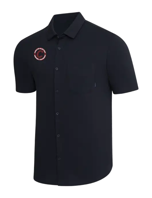 OGIO Black Extend Short Sleeve Button Up Shirt w/Carlton Electric Logo