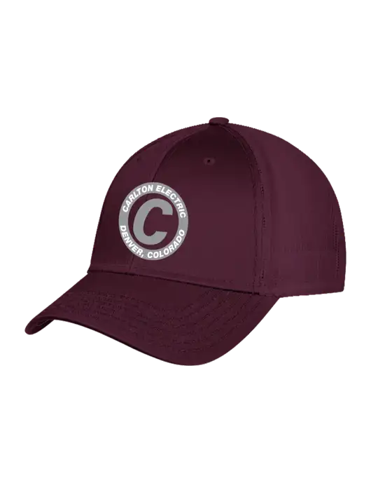 Maroon Mesh with Maroon Stitching on Bill Trucker Cap Snap Back w/Carlton Electric Logo