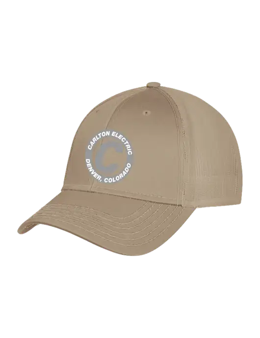 Khaki Mesh Trucker Cap Snap Back w/Carlton Electric Logo