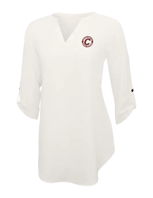 Ivory Womens 3/4 Sleeve Tunic Blouse w/Carlton Electric Logo