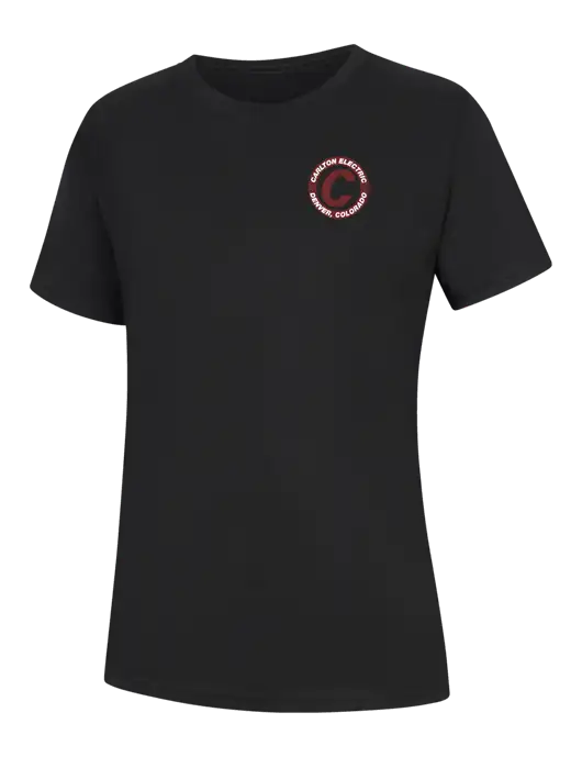 Womens Black Core Blend Tee w/Carlton Electric Logo