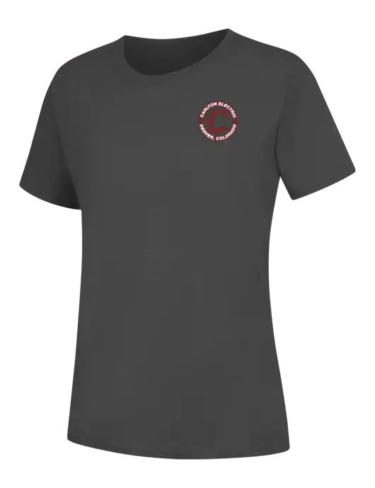 Womens Charcoal Core Blend Tee w/Carlton Electric Logo