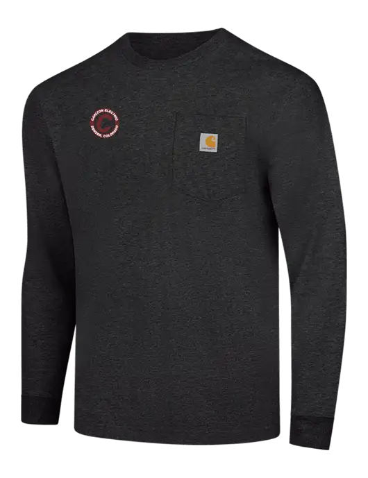 Carhartt Dark Grey Heather Workwear Pocket Long Sleeve T-Shirt w/Carlton Electric Logo