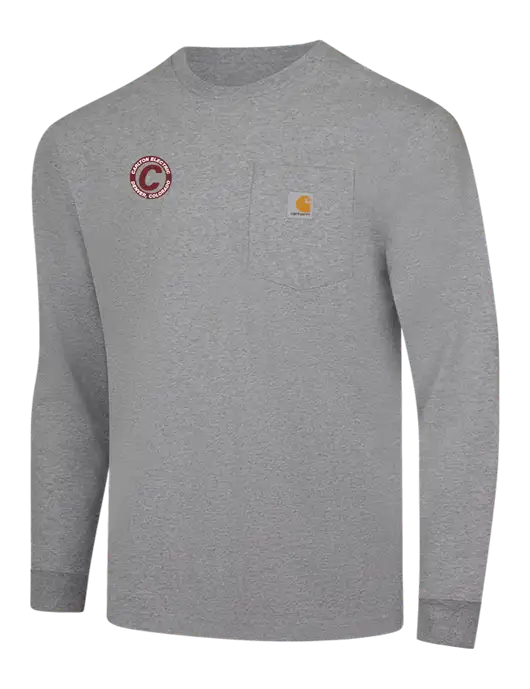Carhartt Light Grey Heather Workwear Pocket Long Sleeve T-Shirt w/Carlton Electric Logo