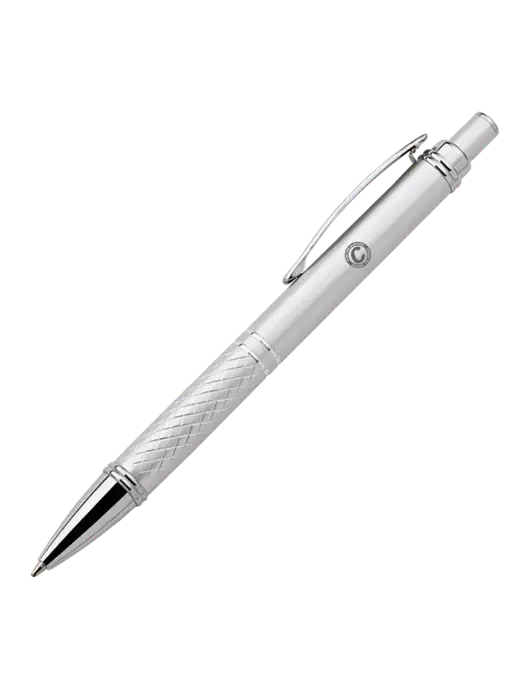 Silver Stellar Scribe Pen - Black Ink w/Carlton Electric Logo