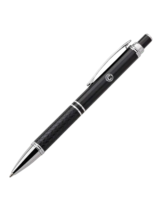 Black Stellar Scribe Pen - Black Ink w/Carlton Electric Logo