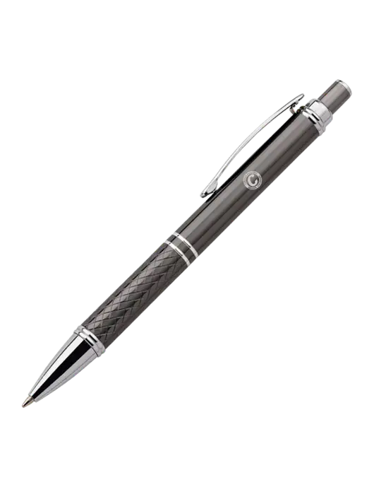Dark Grey Stellar Scribe Pen - Black Ink w/Carlton Electric Logo