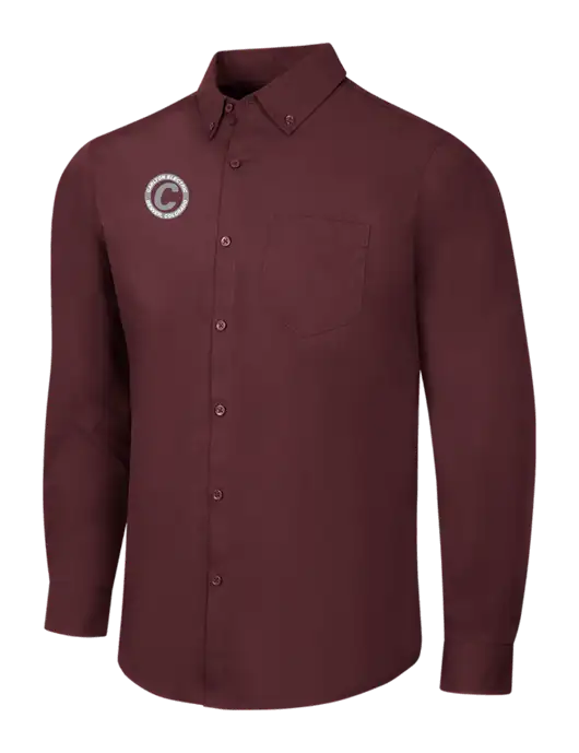 Maroon Long Sleeve Carefree Poplin Shirt w/Carlton Electric Logo