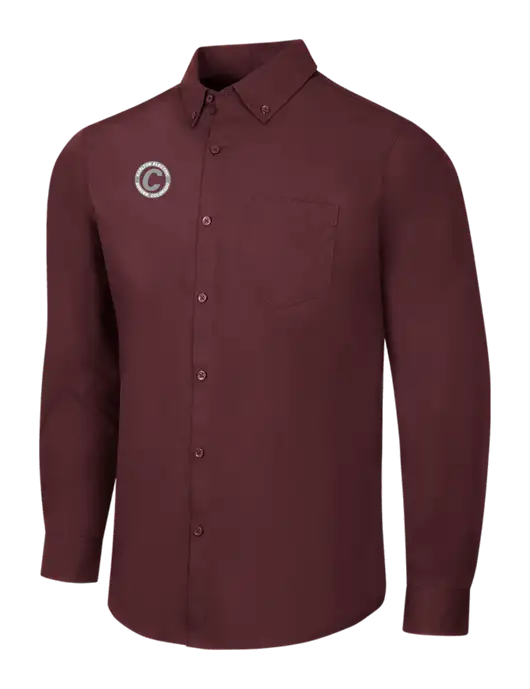 Maroon Long Sleeve Carefree Poplin Shirt w/Carlton Electric Logo